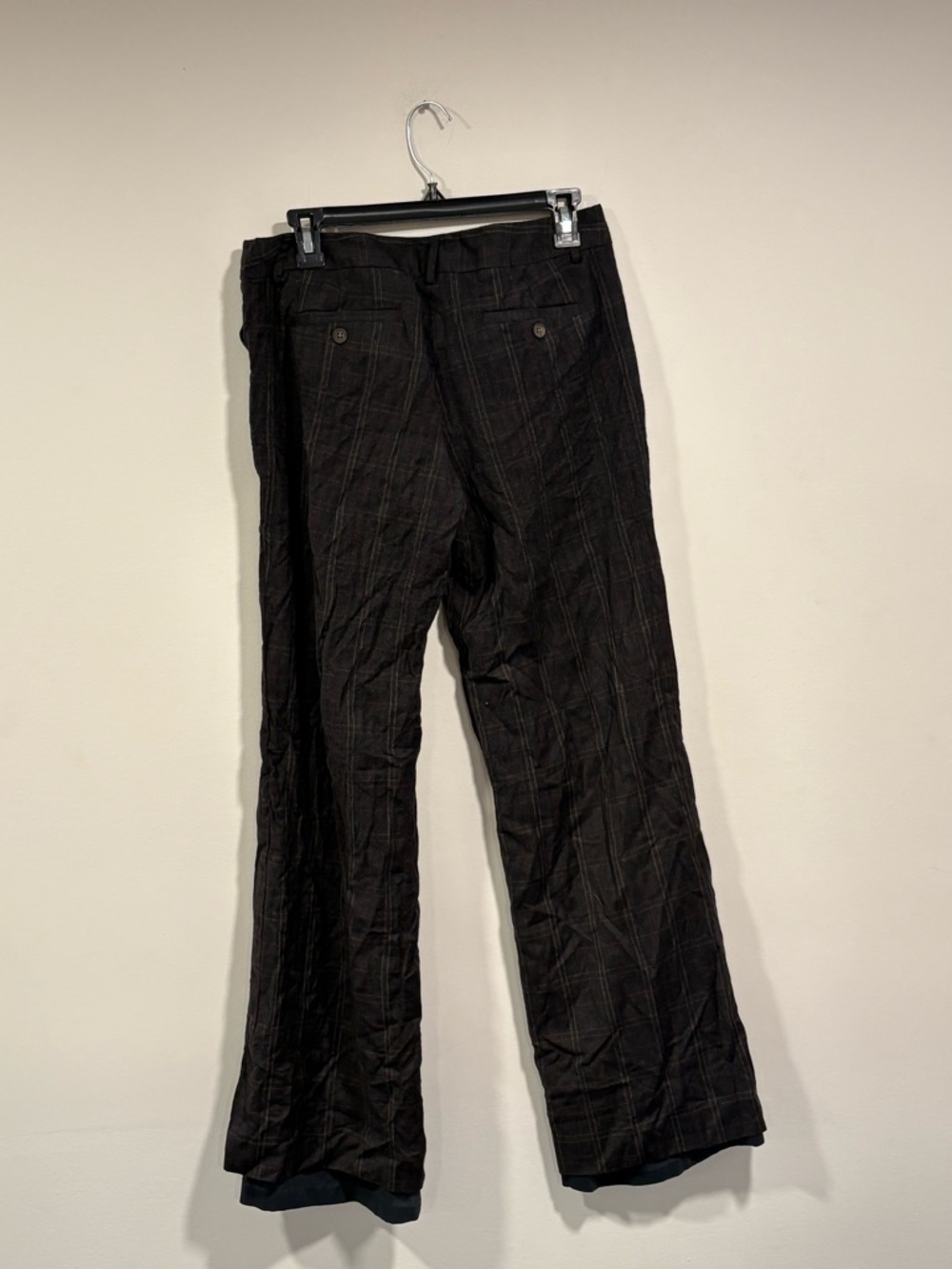 J. Crew Charcoal Plaid City Fit Pants with Pink Waistband Trim - Picture 4 of 5